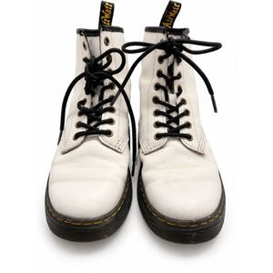 **Dr. Martens White Leather 8-Eye Lace-Up Boots**